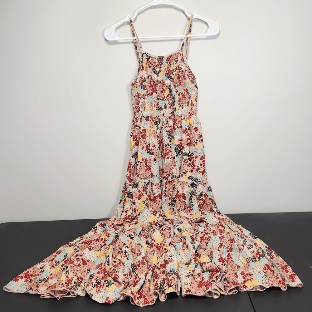 Abel the Label Maxi Dress Womens Size S Boho Floral Tiered Smocked Sleeveless